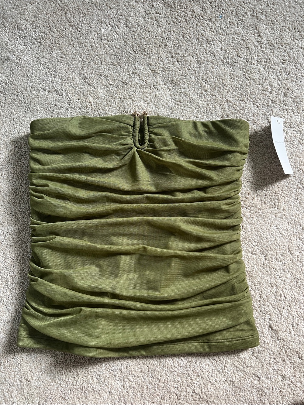 Abercrombie and Fitch green mesh strapless tube top gold hardware new with tags